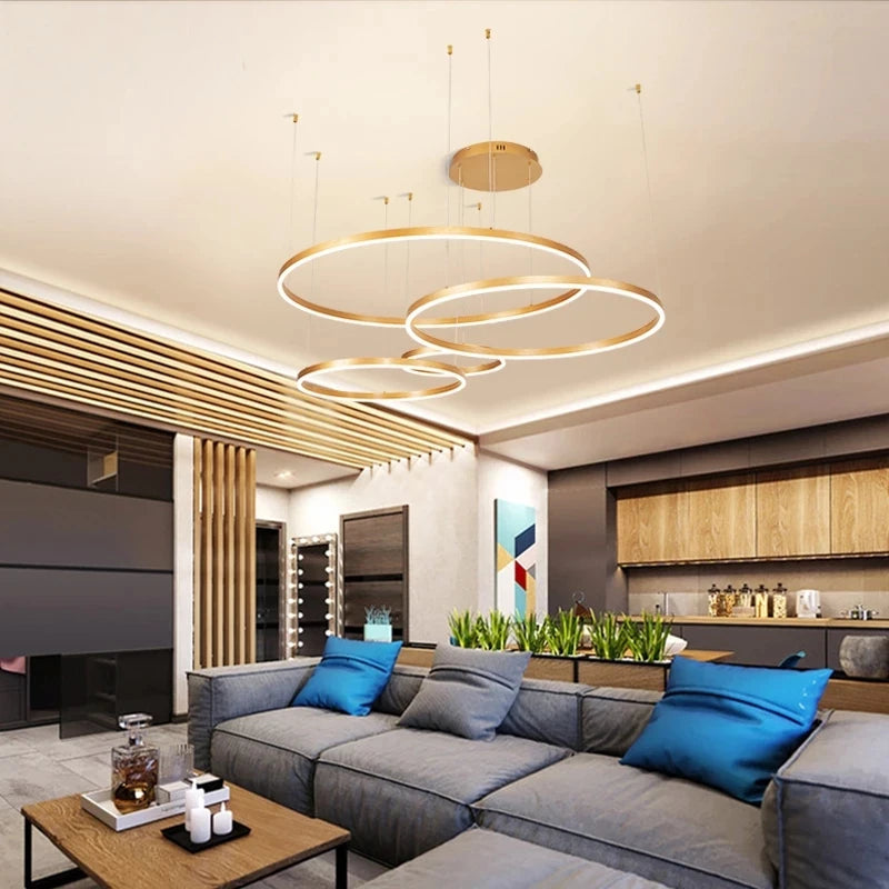 Modern LED Circle Ceiling Chandelier Lustre Lamp Indoor Lighting