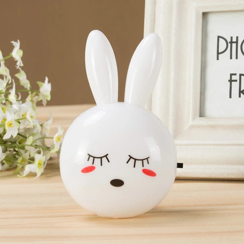 3 Colors LED Cartoon Rabbit Night Lamp Switch ON/OFF Wall Light