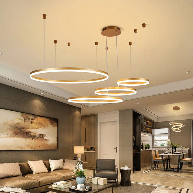 Modern LED Circle Ceiling Chandelier Lustre Lamp Indoor Lighting