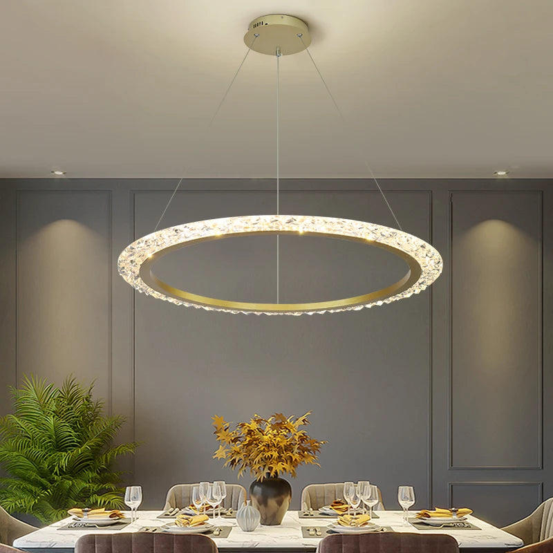 Nordic LED Chandelier Used In Living Room Dining Room Bedroom Kitchen Light Luxury Style Ring Ceiling Chandelier Decoration Home