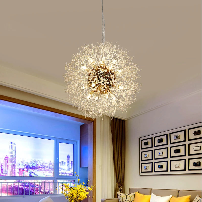 Modern Nordic Living Room Dining Room Crystal Dandelion Chandelier Campfire Bug Decorative Lighting Warm Chandelier Bedroom Shop