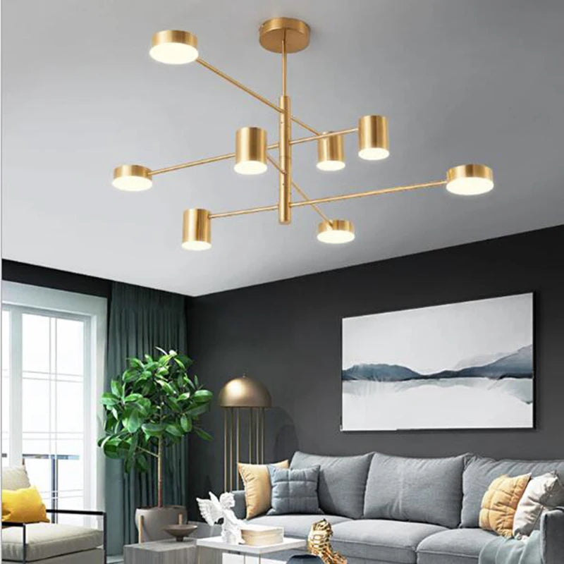 Gold Chandeliers LED Bulbs Lamp Living Dining Room Bedroom Lustres Fixtures Lighting Luminaire Modern Restaurant Nordic Light