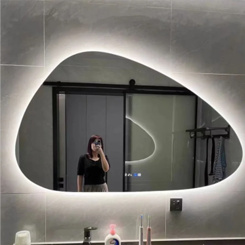 Hanging Light Led Mirror Dress Women Tempered Glass Full Body Irregular Shape Mirror Touch Switch Jumpsuit Espejos Smart Mirror