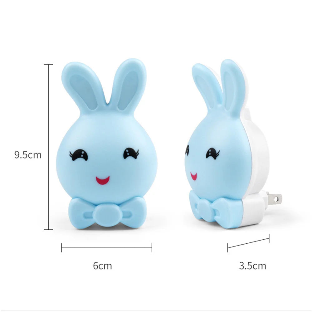 4 Colors Rabbit LED Night Light Baby Sleeping Light Bunny Night Lamp EU/US Pulg-in Socket Bedside Wall Lamps for Kids Bedroom