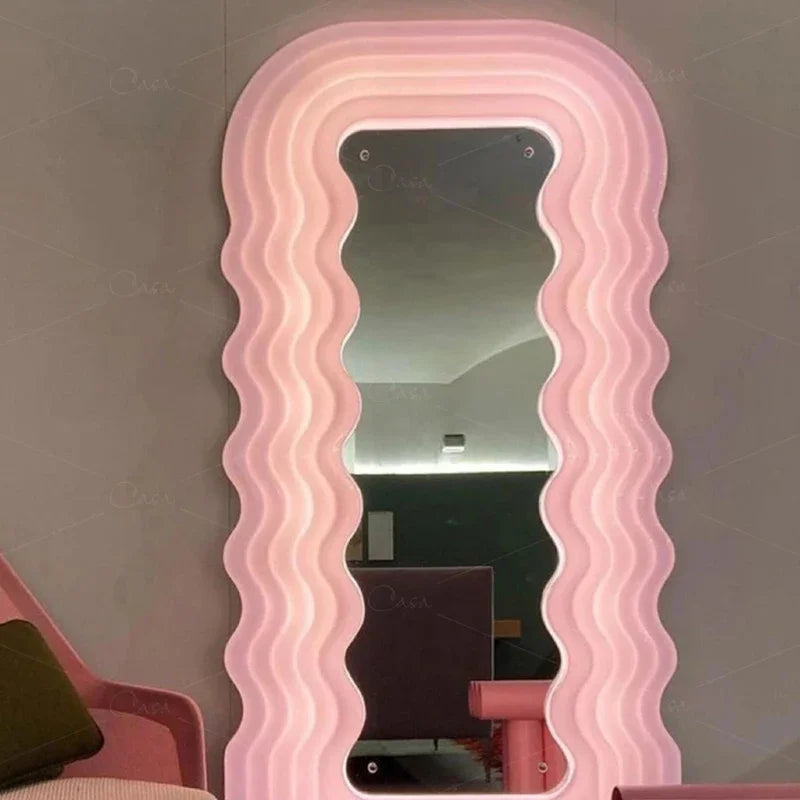 Girls Full Body Mirror Lights Bedroom Smart Nordic Led Mirror Korean Style Floor Standing Replica Room Decor Aesthetic