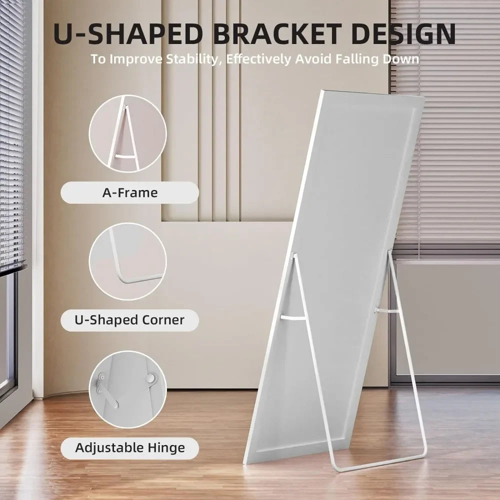 Full Body Mirror With Led Light Free Standing or Leaning Against Wall Mirror Full Body Mirror With Stand for Bedroom Living Room