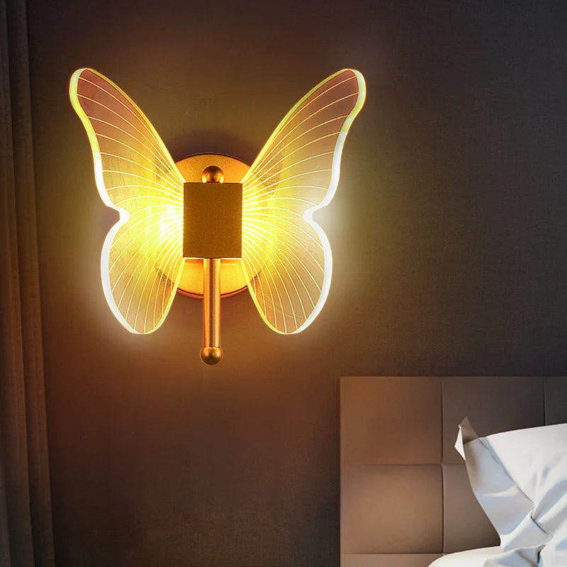 Butterfly Led Chandelier Lighting Bedroom Bedside Background Acrylic Pendant Lamp Home Deco Hanging Celing Light Fixtures