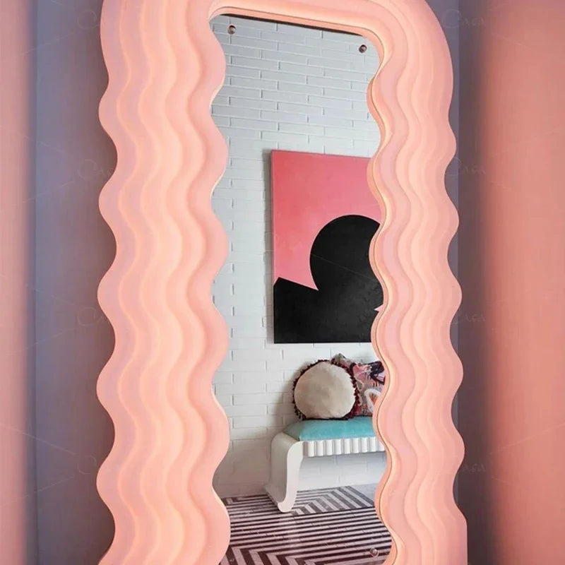 Girls Full Body Mirror Lights Bedroom Smart Nordic Led Mirror Korean Style Floor Standing Replica Room Decor Aesthetic