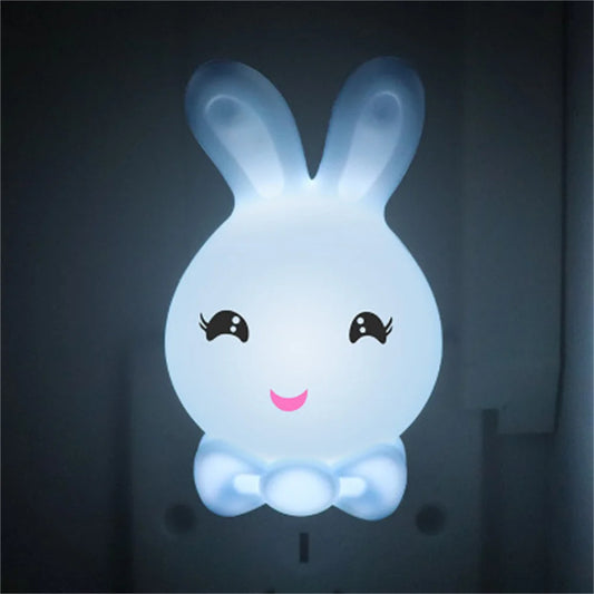 4 Colors Rabbit LED Night Light Baby Sleeping Light Bunny Night Lamp EU/US Pulg-in Socket Bedside Wall Lamps for Kids Bedroom