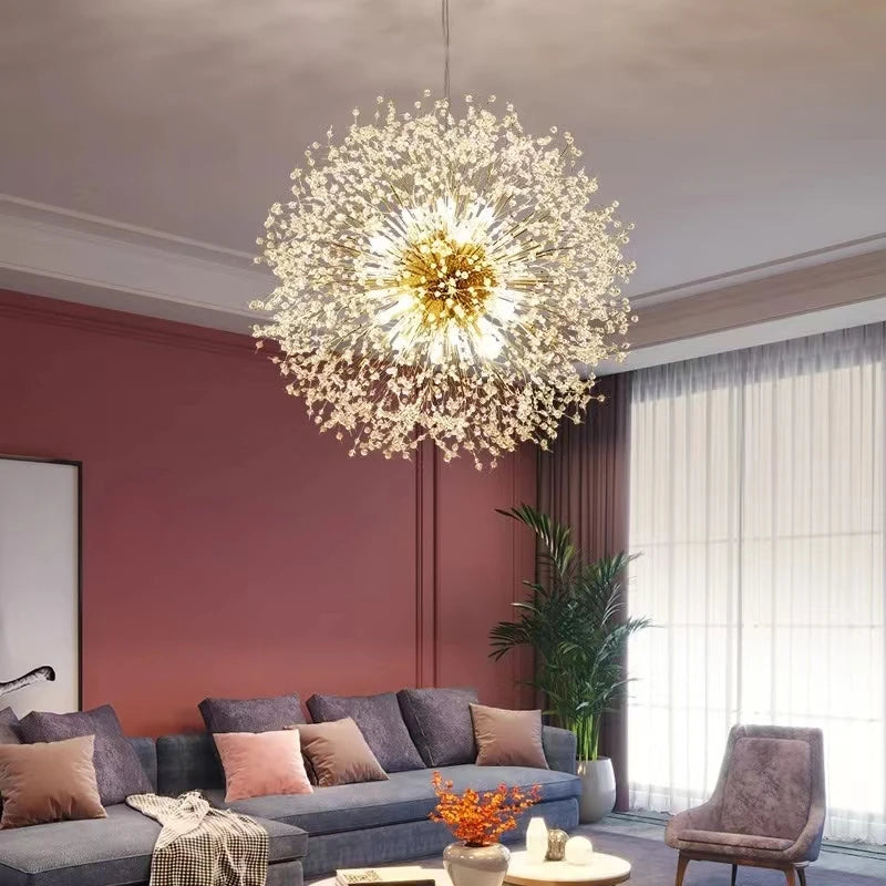 Modern Nordic Living Room Dining Room Crystal Dandelion Chandelier Campfire Bug Decorative Lighting Warm Chandelier Bedroom Shop