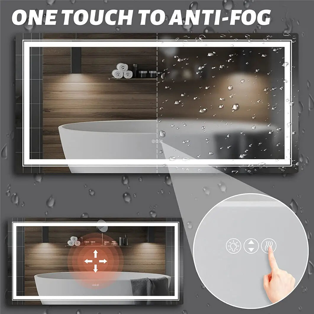 Waterproof Double Sink Mirror with Light Large LED Bathroom Mirror Full Length Dressing Mirror