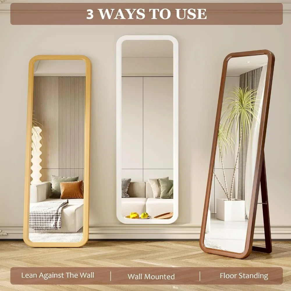 Standing Floor Mirror Mirrors 63"×18” Wooden Full Length Mirror Freight Free Body Led Living Room Furniture Home