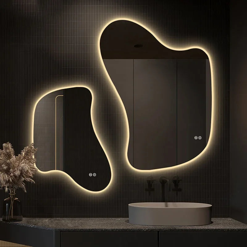 Vanity Irregular Bath Mirrors Asymmetrical Full Body Toilet Decorative Mirrors Led