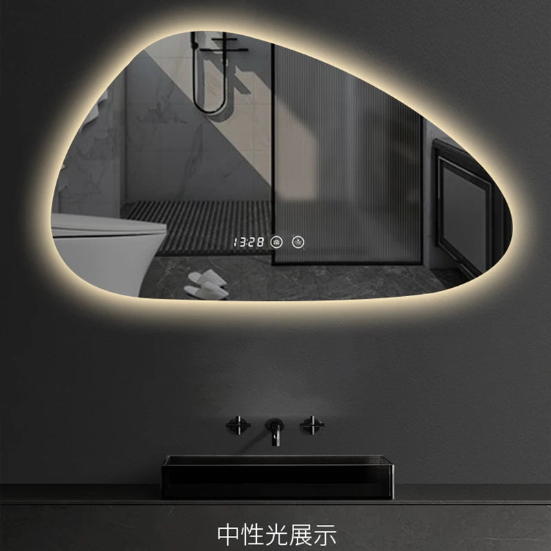 Hanging Light Led Mirror Dress Women Tempered Glass Full Body Irregular Shape Mirror Touch Switch Jumpsuit Espejos Smart Mirror