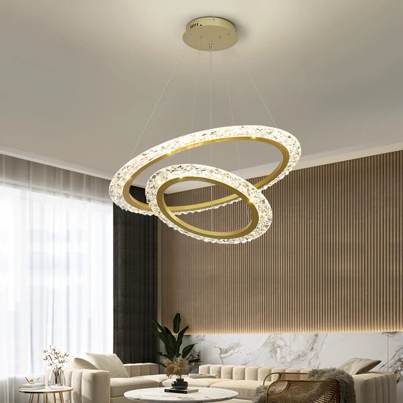 Nordic LED Chandelier Used In Living Room Dining Room Bedroom Kitchen Light Luxury Style Ring Ceiling Chandelier Decoration Home