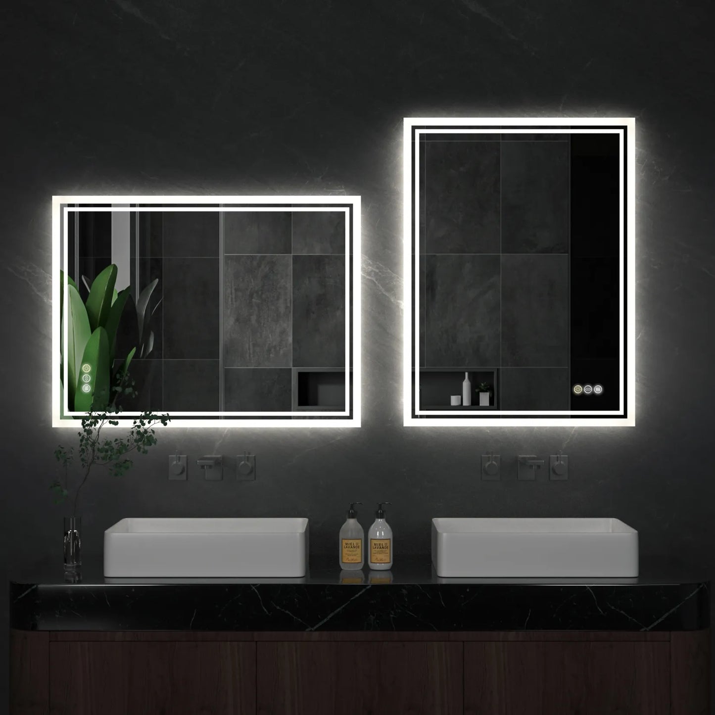 LED Backlit Mirror Bathroom Vanity with Lights,Anti-Fog,Dimmable,CRI90+,Touch Button,Water Proof,Horizontal/Vertical