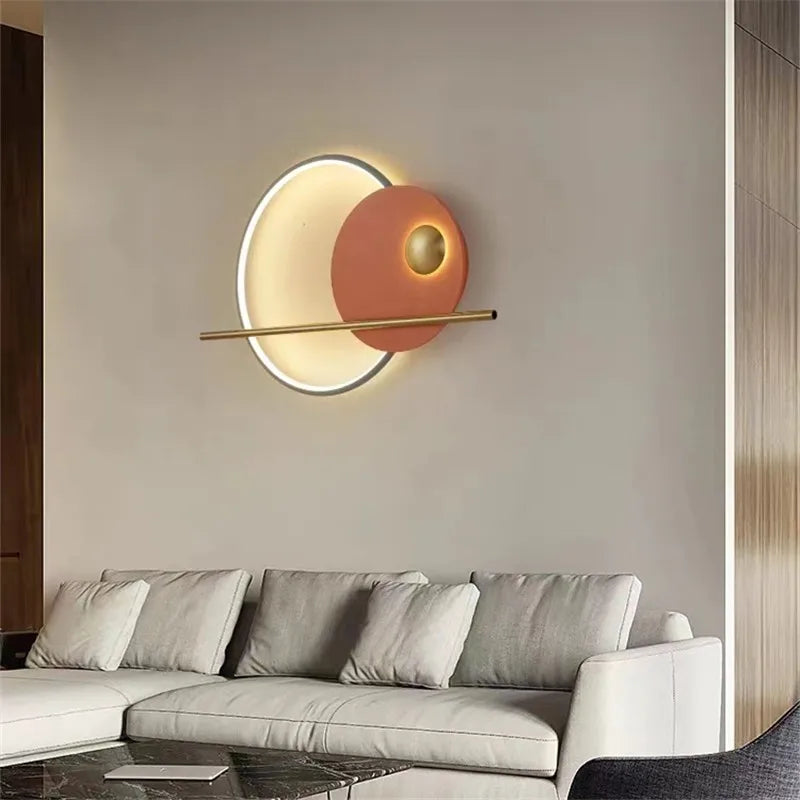 Nordic circle wall light sofa background decoration coloured lamp designer living room bedside lamp corridor wall lighting