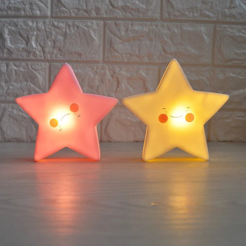 Cartoon Christmas Night Light LED Decoration Moon Star Girl Kids Children Toy Gift Lamp for Bedroom Bedside Room with Battery