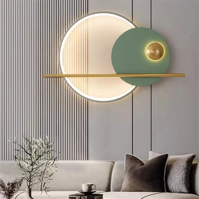 Nordic circle wall light sofa background decoration coloured lamp designer living room bedside lamp corridor wall lighting