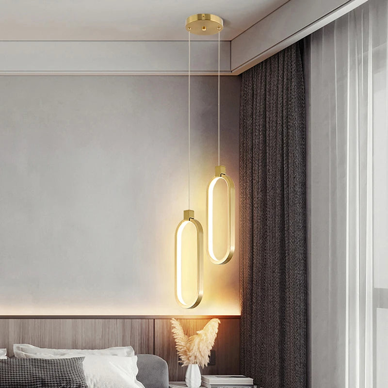 Modern Minimalist LED Pendant Light Chandelier Gold Black Hanging Lamp Decoration