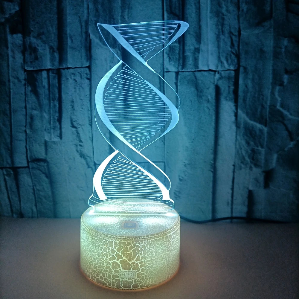 Nighdn DNA Model 3D Illusion Lamp Led Night Light with 7 Colors Changing Nightlight Bedroom Desk Lamps for Kids Gifts Home Decor