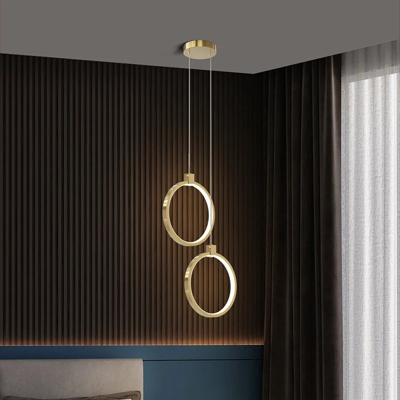 Modern Minimalist LED Pendant Light Chandelier Gold Black Hanging Lamp Decoration