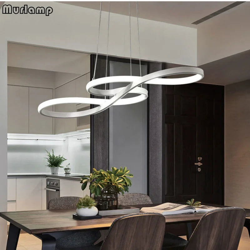 Modern minimalist white Led chandelier ceiling chandelier Nordic living room dining room study lighting decorative lamps