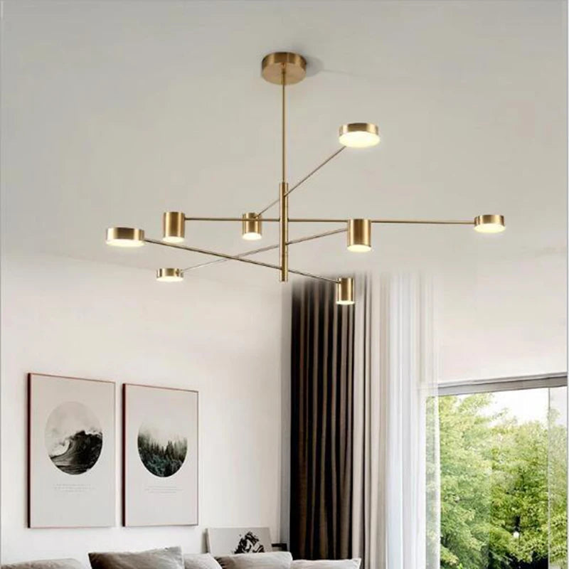 Gold Chandeliers LED Bulbs Lamp Living Dining Room Bedroom Lustres Fixtures Lighting Luminaire Modern Restaurant Nordic Light