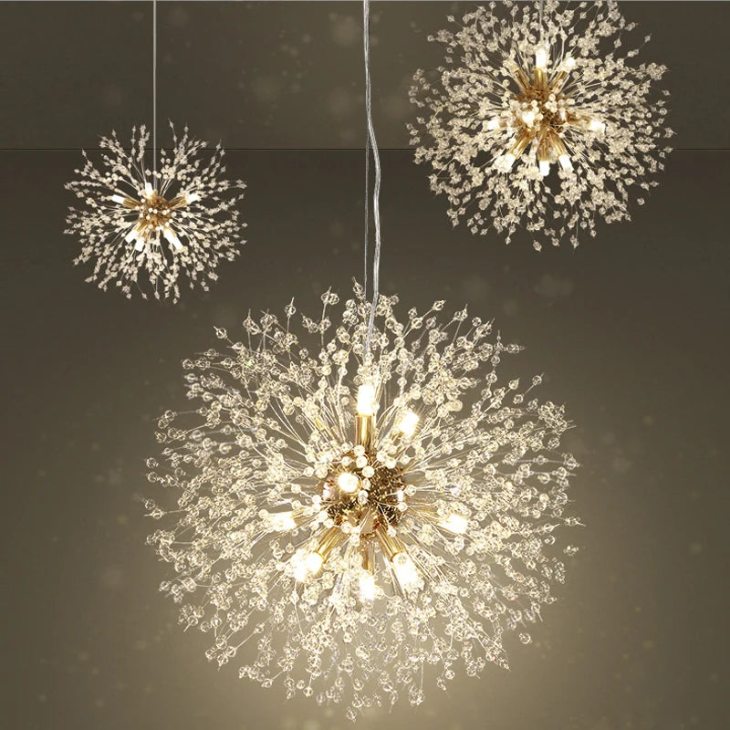 Modern Nordic Living Room Dining Room Crystal Dandelion Chandelier Campfire Bug Decorative Lighting Warm Chandelier Bedroom Shop