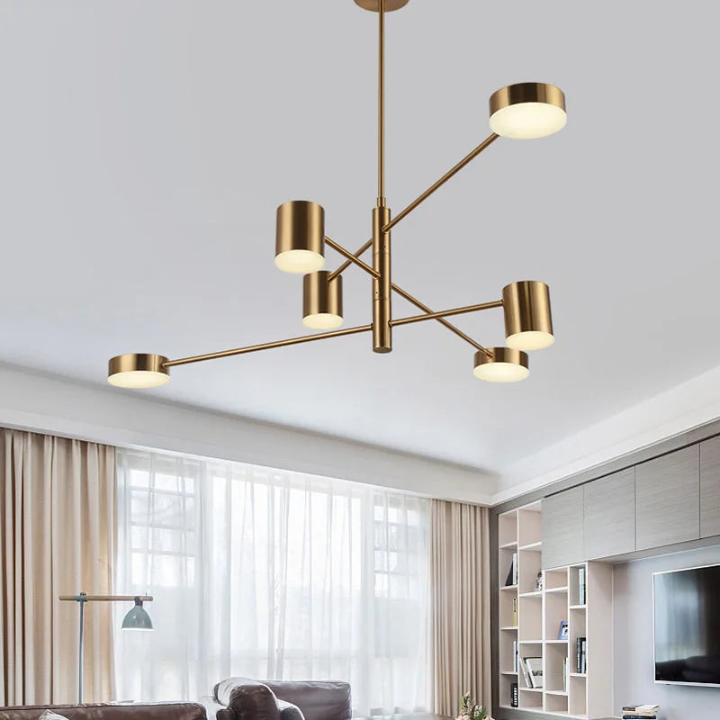 Gold Chandeliers LED Bulbs Lamp Living Dining Room Bedroom Lustres Fixtures Lighting Luminaire Modern Restaurant Nordic Light