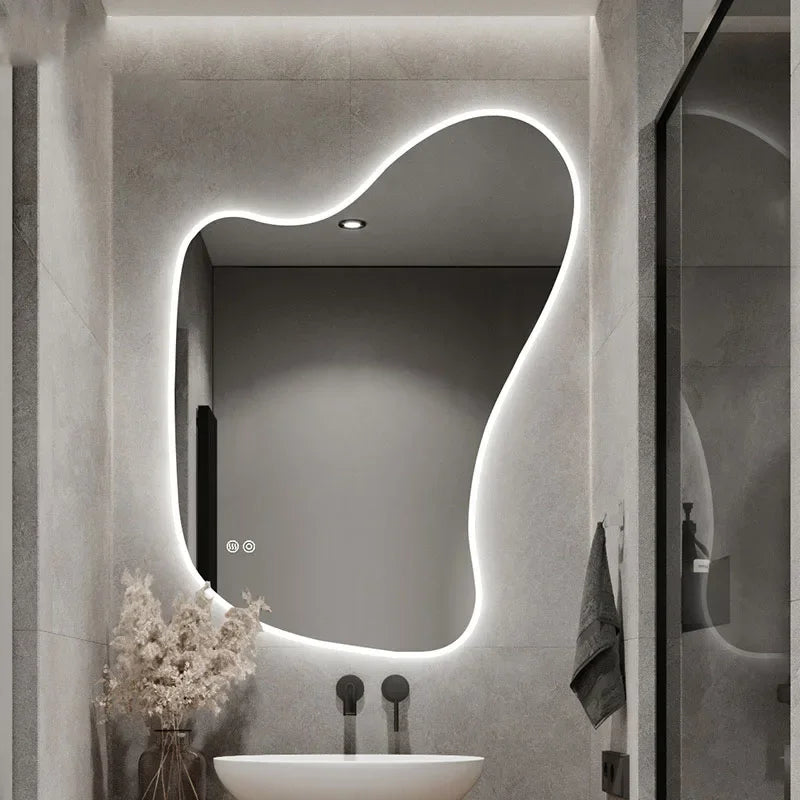 Vanity Irregular Bath Mirrors Asymmetrical Full Body Toilet Decorative Mirrors Led