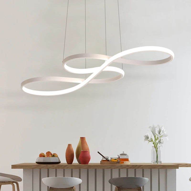 Modern minimalist white Led chandelier ceiling chandelier Nordic living room dining room study lighting decorative lamps