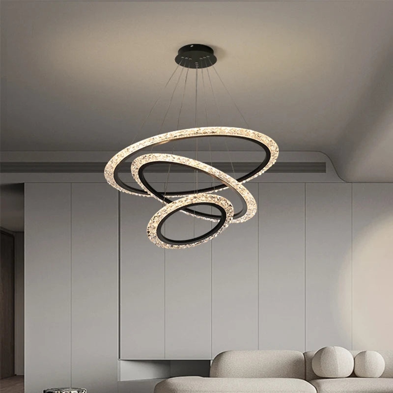 Nordic LED Chandelier Used In Living Room Dining Room Bedroom Kitchen Light Luxury Style Ring Ceiling Chandelier Decoration Home