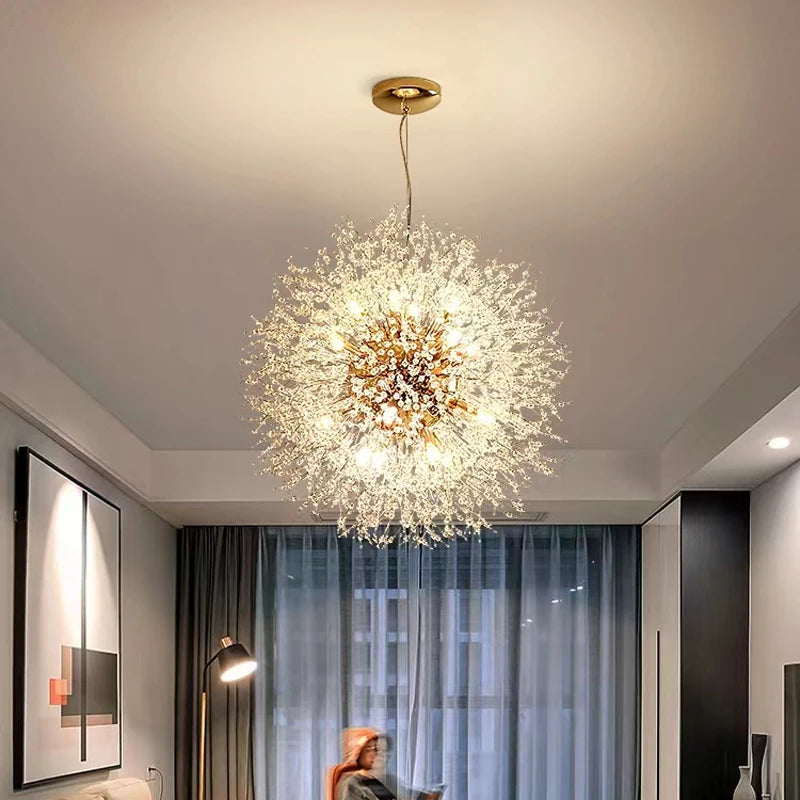 Modern Nordic Living Room Dining Room Crystal Dandelion Chandelier Campfire Bug Decorative Lighting Warm Chandelier Bedroom Shop