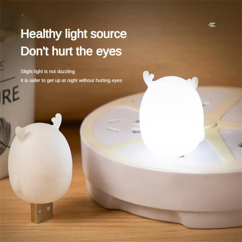 Mini USB LED Night Light Wireless Night Light Recharge Bedroom Bedside Kitchen Lamp Cartoon Decoration Table Lamp For Kids Gift