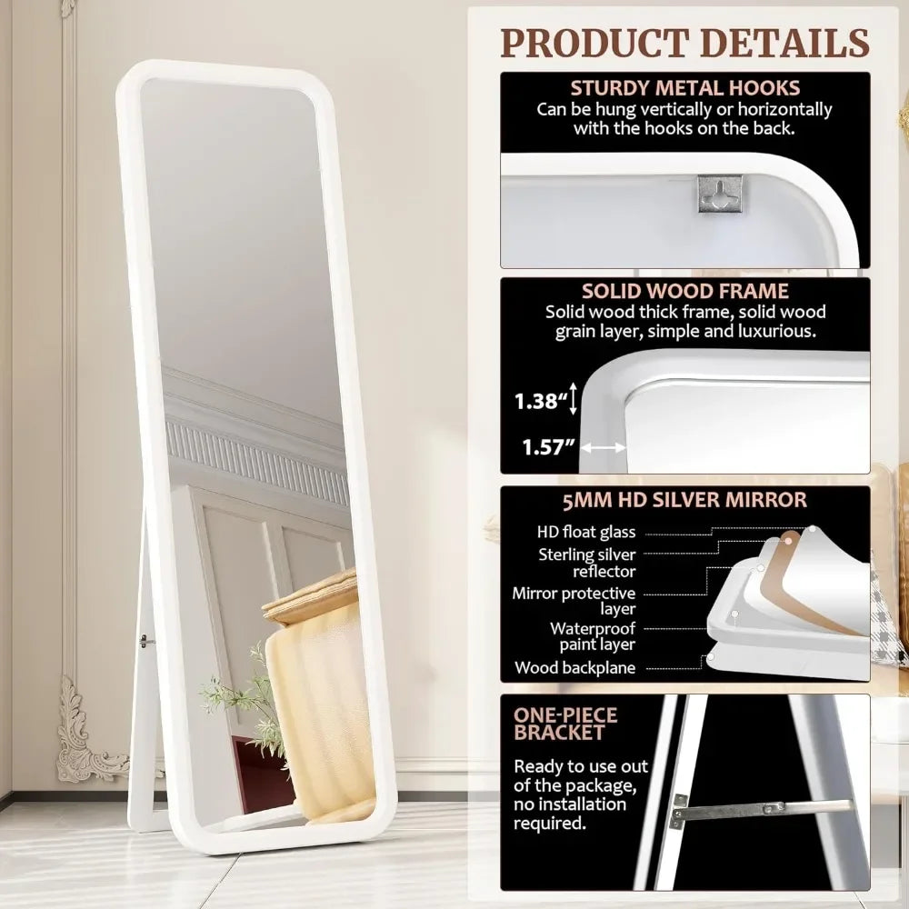 Standing Floor Mirror Mirrors 63"×18” Wooden Full Length Mirror Freight Free Body Led Living Room Furniture Home