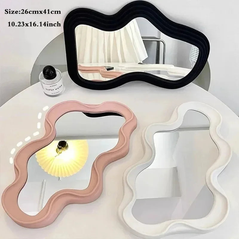 Cloud-shaped Makeup Mirrow Standing Mirror Bathroom Desk Standing Korean Hairdressing Wall Mirror Mural House Bedroom Decor