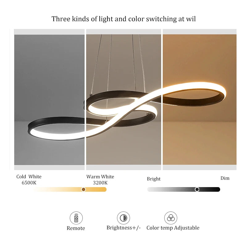 Modern minimalist white Led chandelier ceiling chandelier Nordic living room dining room study lighting decorative lamps