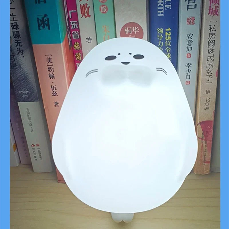 Cartoon LED Dimmer Bedside Lamp USB Living Room Bedroom Pet Seal Soft Light Eye Protection Night Light Children's Holiday Gifts