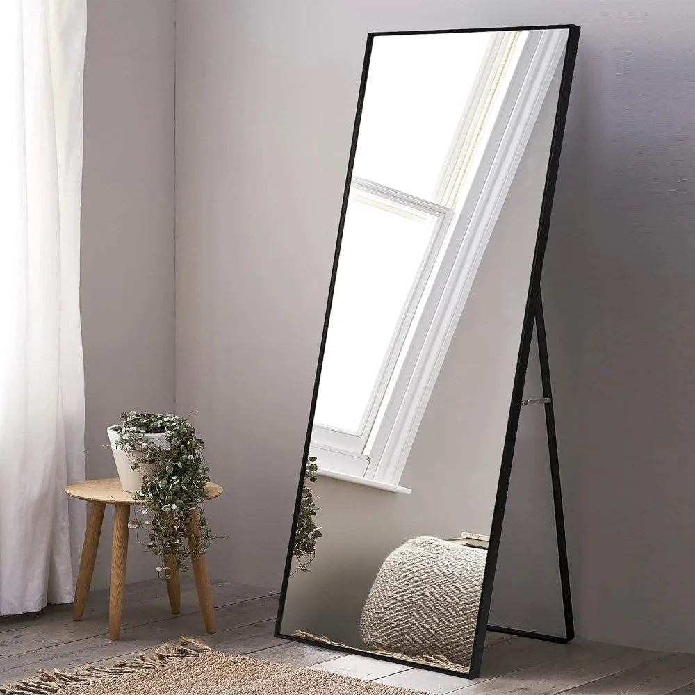 Full Length Mirror, 65" × 24" Standing Large Floor Body Mirror, Standing Hanging or Leaning, Wall-Mounted Dressing Mirror