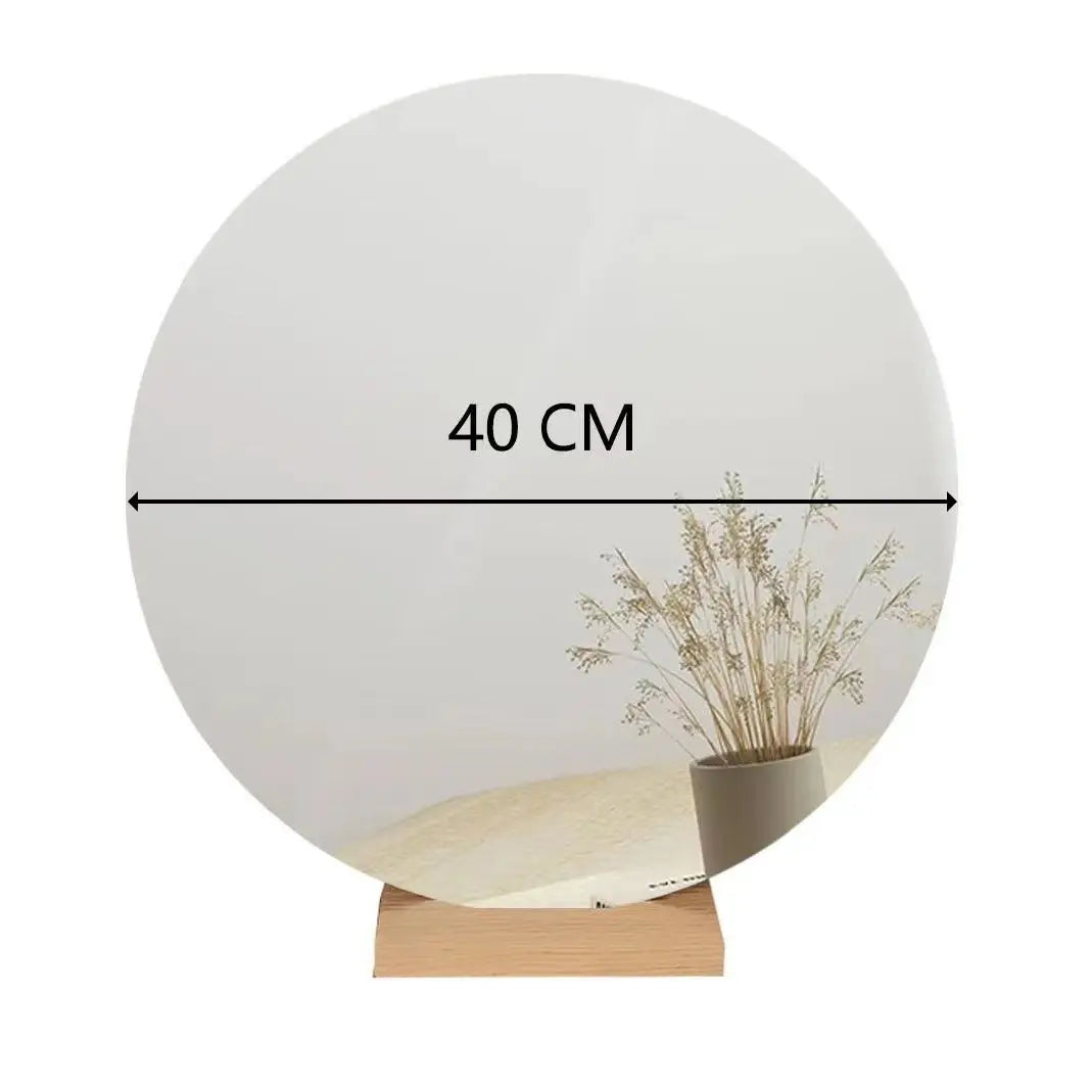 Round Makeup Mirrow Wood  Standing Mirror Bathroom Design Desk Stand Korean Hairdressing Mirror Mural House Bedroom Decoration