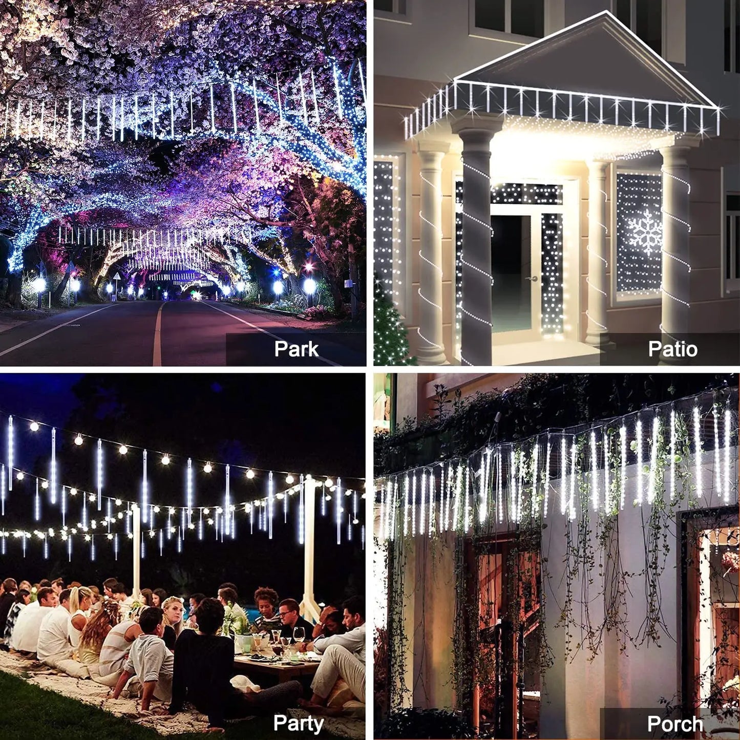 Solar Meteor Shower Lights Outdoor Meteor Lights 10Tubes Waterproof LED Falling Raindrop Christmas Halloween Fairy String Lights